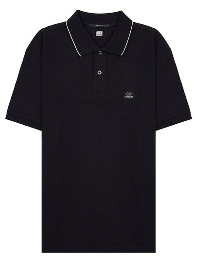 Stretch Piquet Regular Striped Collar Polo Shirt Black - CP COMPANY - BALAAN 2