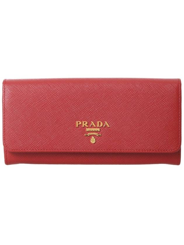 Metal Logo Saffiano Long Wallet Red - PRADA - BALAAN 2