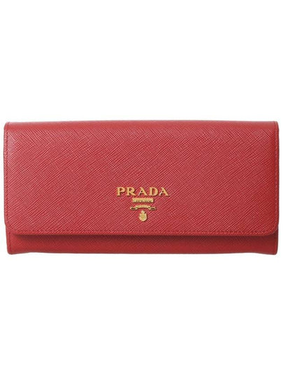 Metal Logo Saffiano Long Wallet Red - PRADA - BALAAN 2