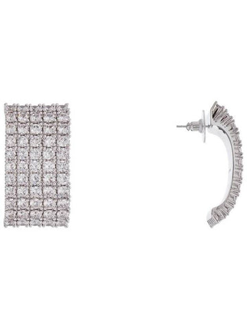 rectangular chain earrings with cubic zirconia in silver - SELF PORTRAIT - BALAAN 1