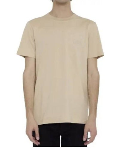 Embroidered Logo Cotton Jersey Short Sleeve T-Shirt Beige - DIOR - BALAAN 2