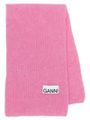 Logo Patch Wool Blend Muffler Pink - GANNI - BALAAN 2