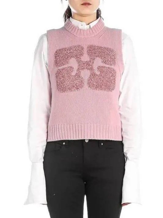 Graphic Wool Mix Vest Knit Top Fragrant Lilac - GANNI - BALAAN 2