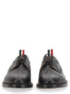 Men's Three Stripes Tab Pebble Grain Long Wing Sole Brogue Black - THOM BROWNE - BALAAN 7