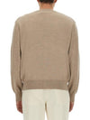 Red Heart Logo Merino Wool Cardigan Beige - AMI - BALAAN 4