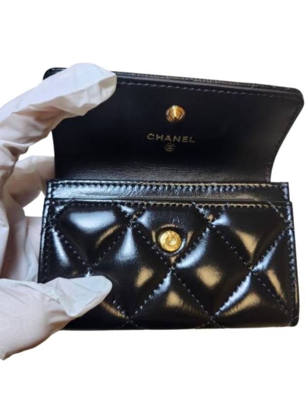 Clutch Tock Card Wallet Lambskin Black Gold Metal AP4263 - CHANEL - BALAAN 9