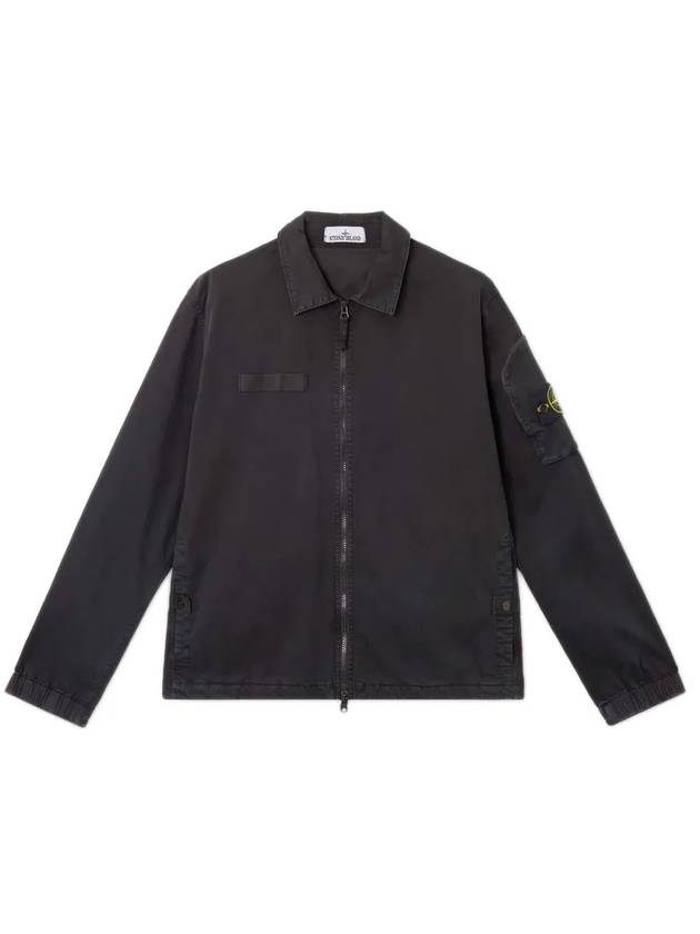 Organic Zip-Up Fastening Shirt Zip-Up Jacket Black - STONE ISLAND - BALAAN 1