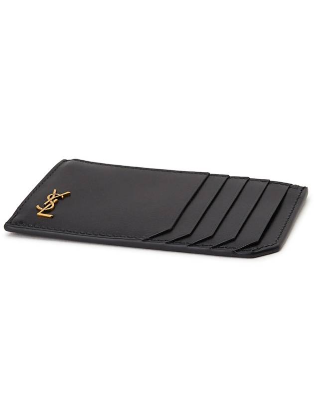 Monogram Leather Gold Zipper Card Wallet Black - SAINT LAURENT - BALAAN 4