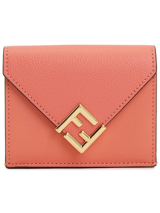 FF Diamond Calf Leather Half Wallet Pink - FENDI - BALAAN 1