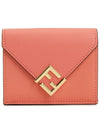 FF Diamond Calf Leather Half Wallet Pink - FENDI - BALAAN 1