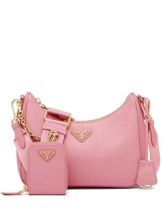 Re-Edition Saffiano Chain Shoulder Bag Petal Pink - PRADA - BALAAN.