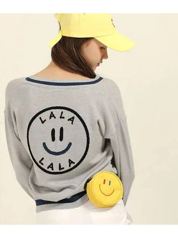V Knit V-neck knit Gray - LALA SMILE - BALAAN 1