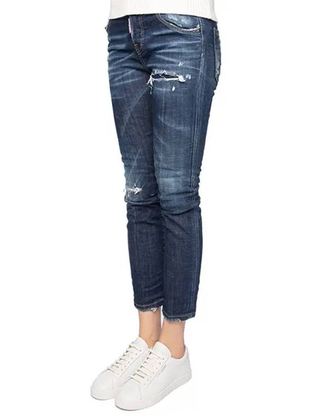 Blue Washed Cool Girl Crop Jeans S75LB0630 - DSQUARED2 - BALAAN 3