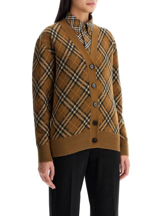 Check Wool Mohair Blend Cardigan Brown - BURBERRY - BALAAN 3