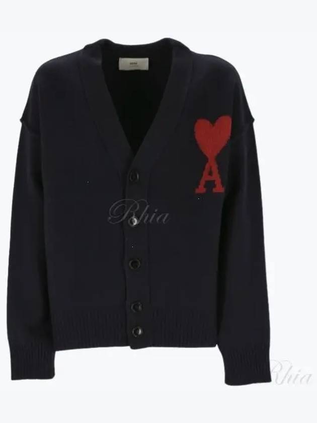 De Coeur Logo Wool Cardigan Navy - AMI - BALAAN 2