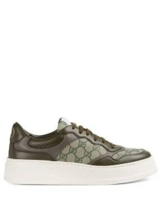 Men's GG Supreme Canvas Low Top Sneakers Green - GUCCI - BALAAN 2