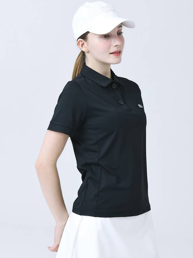 Cool Function Cold Sensitivity Material Shirt Collar Diagonal Placket Black Short Sleeve T-Shirt DO3242TS002 - DOYOUKNOWMC GOLF WEAR - BALAAN 2