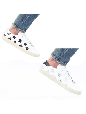 Star Patch Calf Leather Low Top Sneakers White - SAINT LAURENT - BALAAN 1