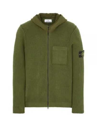 Waffen Patch Fleece Zip Up Hoodie Green - STONE ISLAND - BALAAN 2