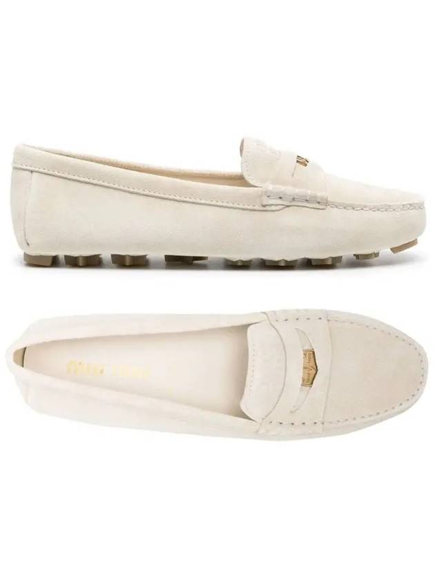 Logo Suede Driving Shoes Chalk - MIU MIU - BALAAN 2