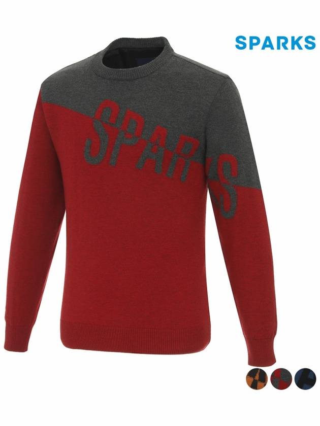 Men s wool color combination knit sweater SL3MKT001 - SPARKS - BALAAN 2