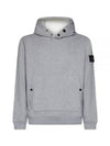 Snap Brushed Cotton Fleece Hoodie Grey - STONE ISLAND - BALAAN 2