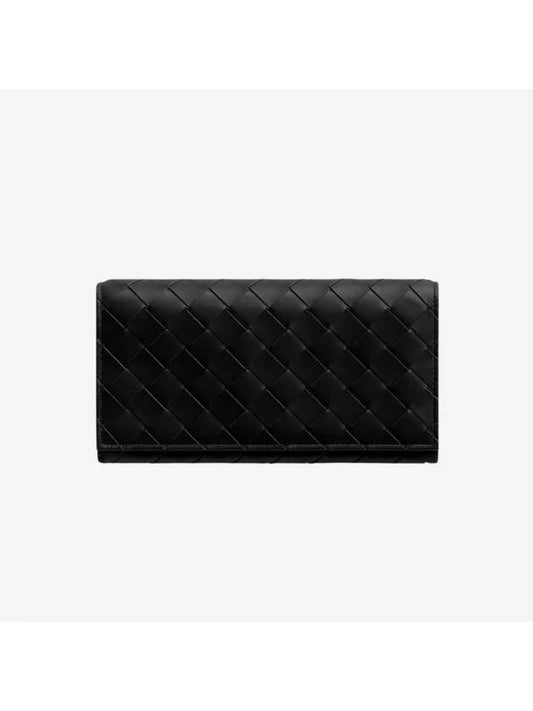 Intrecciato Leather Slim Long Wallet Black - BOTTEGA VENETA - BALAAN 2