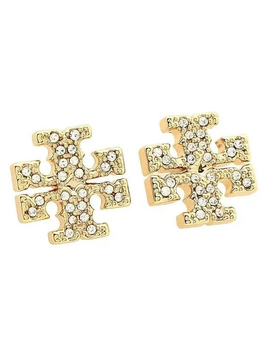 Crystal Logo Stud Earrings Gold - TORY BURCH - BALAAN 2