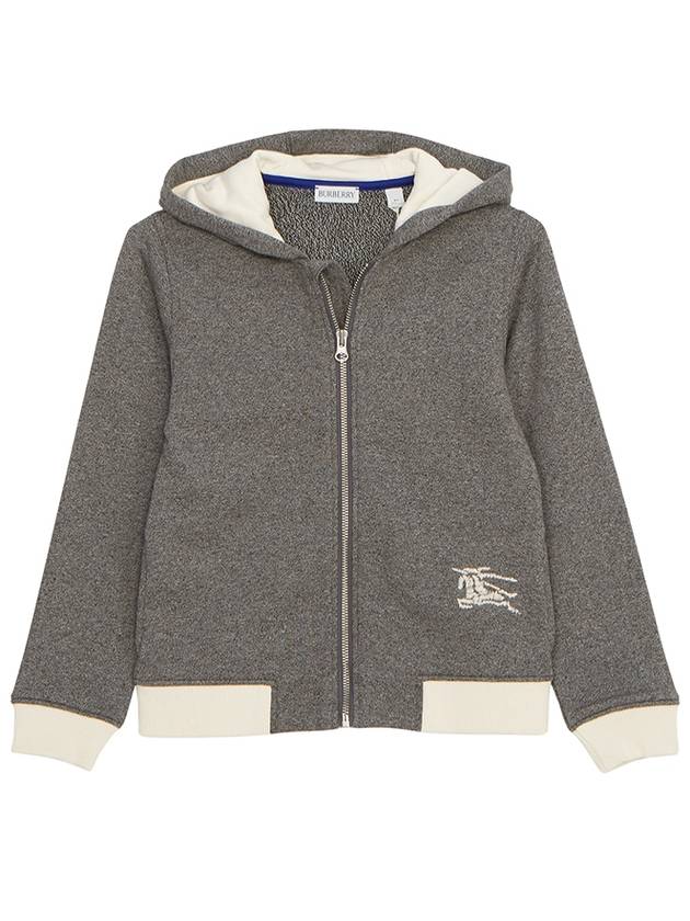 Kids Embroidered Logo Hooded Zip-Up Jacket Charcoal - BURBERRY - BALAAN 3