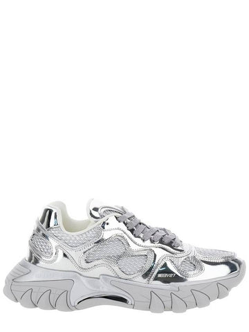 'B-East Mirror' Metallic Low Top Sneakers With Logo Detail In Leather And Tech Fabric Man - BALMAIN - BALAAN 1