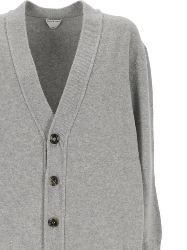 Intrecciato Leather Patch Cardigan Light Grey Melange - BOTTEGA VENETA - BALAAN 3