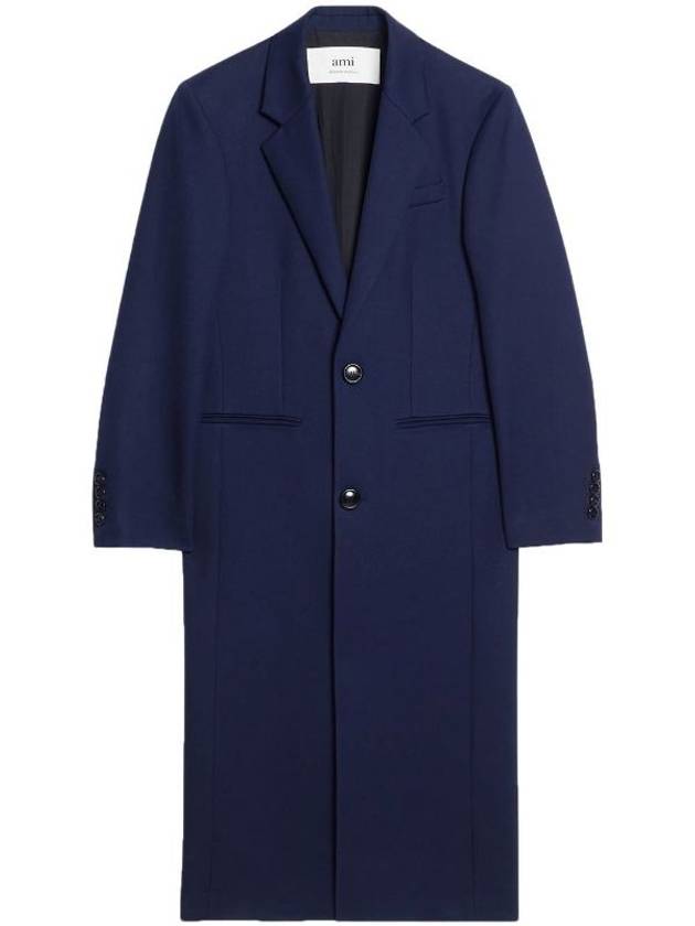 tailored wool single coat dark blue - AMI - BALAAN 1