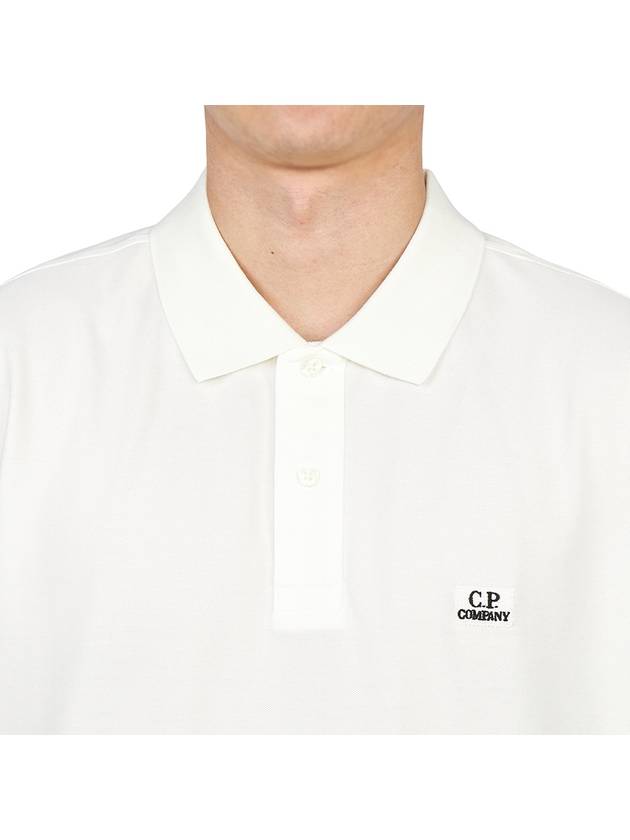 Logo Print Long Sleeve Polo Shirt White - CP COMPANY - BALAAN 7