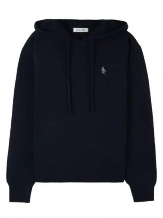 Embroidered Logo Cashmere Hoodie Navy - SPORTY & RICH - BALAAN 2