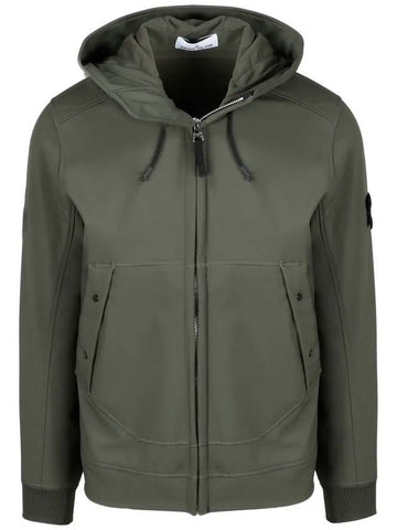 Wappen Patch Soft Shell R Fleece Hooded Jacket Khaki - STONE ISLAND - BALAAN 1