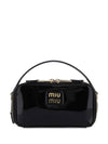 Logo Patent Leather Shoulder Bag Black - MIU MIU - BALAAN 1