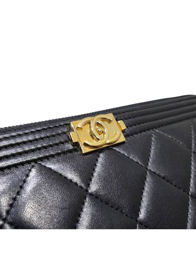 Women s A80288 Black Lambskin Gold Boy Zip Up Long Wallet - CHANEL - BALAAN 7