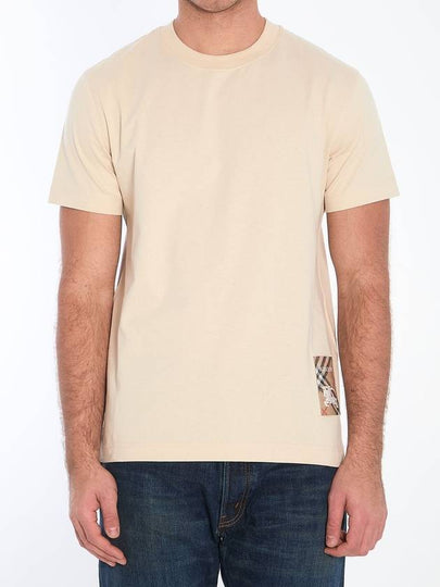 Check Label Cotton Short Sleeve T-Shirt Beige - BURBERRY - BALAAN 2