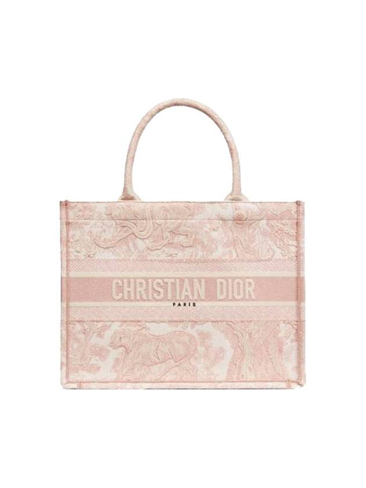 Toile De Jouy Embroidery Medium Book Tote Bag Pink - DIOR - BALAAN 1