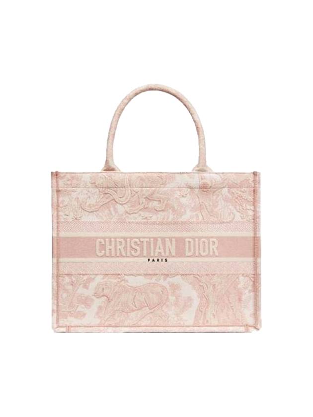 Toile De Jouy Embroidery Medium Book Tote Bag Pink - DIOR - BALAAN 1