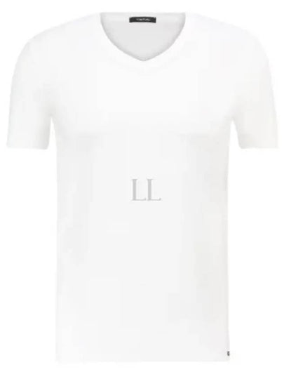 Cotton V-neck Short Sleeve T-Shirt White - TOM FORD - BALAAN 2