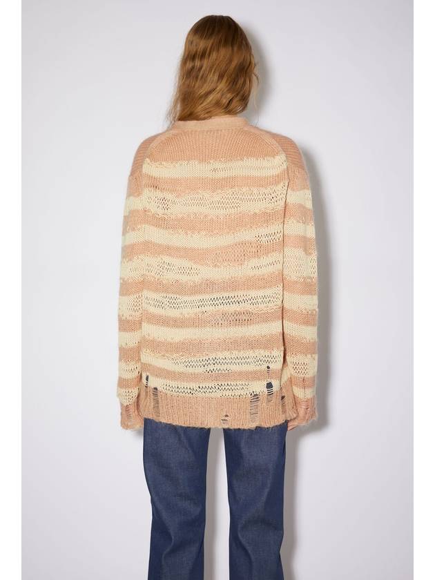 Distressed Stripe Cardigan Beige - ACNE STUDIOS - BALAAN 4