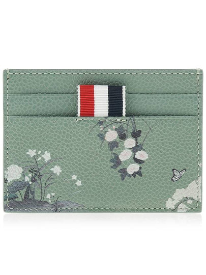 Flower Print Single Card Wallet Light Green - THOM BROWNE - BALAAN 2