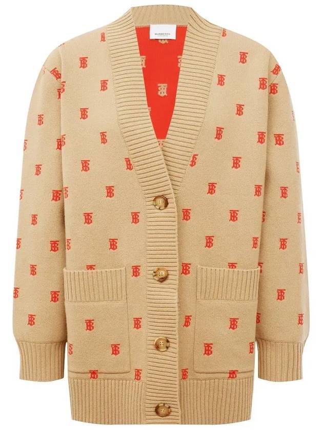 Monogram Wool Cashmere Oversized Cardigan Archive Beige - BURBERRY - BALAAN 3