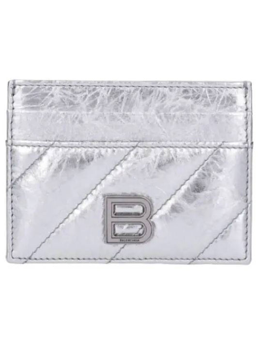 Crush Metallized Quilted Card Wallet Silver - BALENCIAGA - BALAAN 1