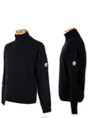 Lens Pocket Half Zip Up Wool Knit Top Navy - CP COMPANY - BALAAN.