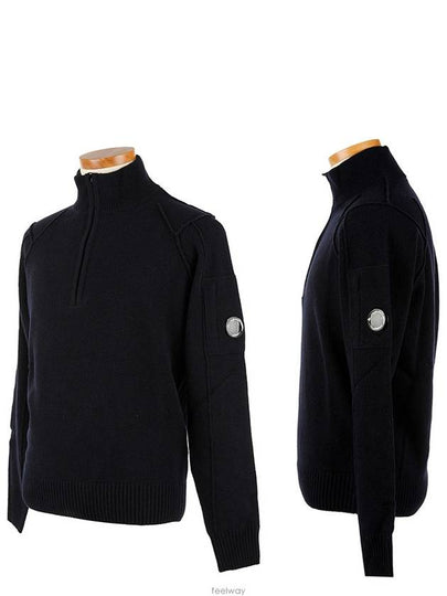 Lens Pocket Half Zip Up Wool Knit Top Navy - CP COMPANY - BALAAN 2