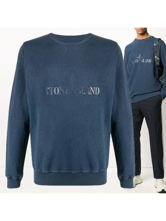 Double Embroidery Logo Sweatshirt Blue - STONE ISLAND - BALAAN 2