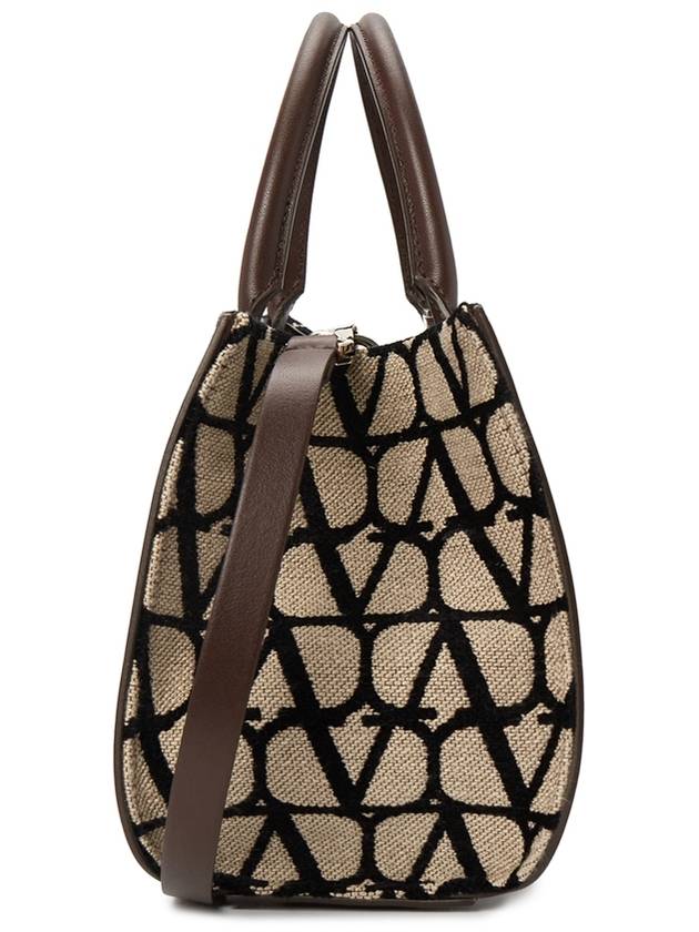 Iconographe VLogo Signature Small Tote Bag Beige Black Brown - VALENTINO - BALAAN 4