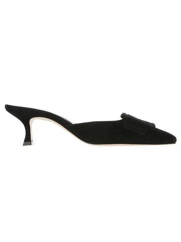 Maysail Suede Slingback Heel Black - MANOLO BLAHNIK - BALAAN 1